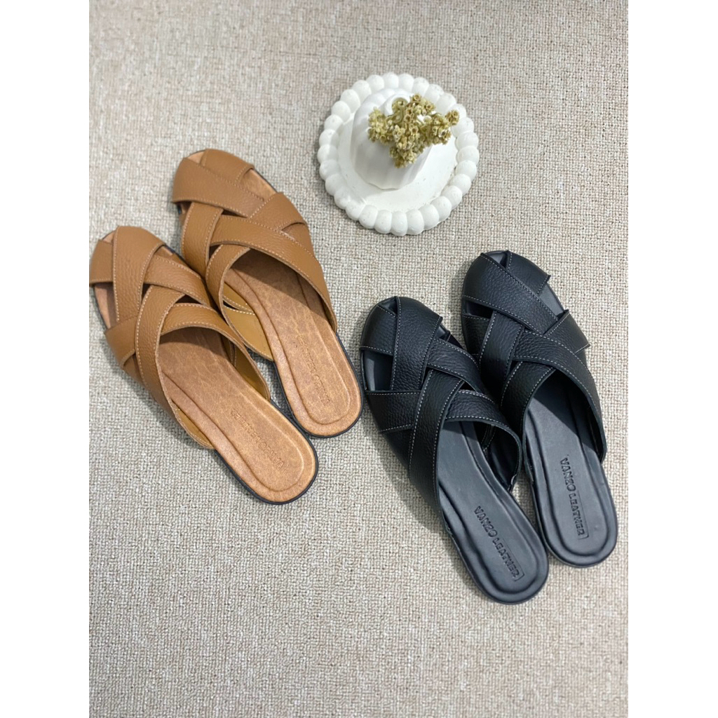 Tutong Kulit Wanita Teplek - Tutong Balet Kyra Teplek -Tutong Kulit Garut