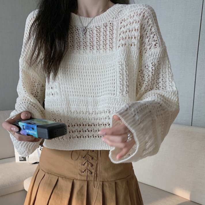 Sweater Rajutan Potongan Tipis Longgar Untuk Wanita