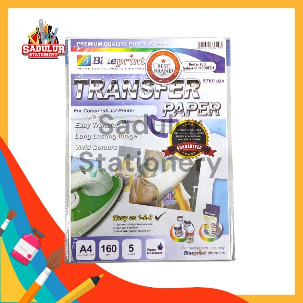 

Kertas Transfer Paper Blueprint Baju Putih Kertas Transfer Paper White Shirt (1pak isi 5 lembar)