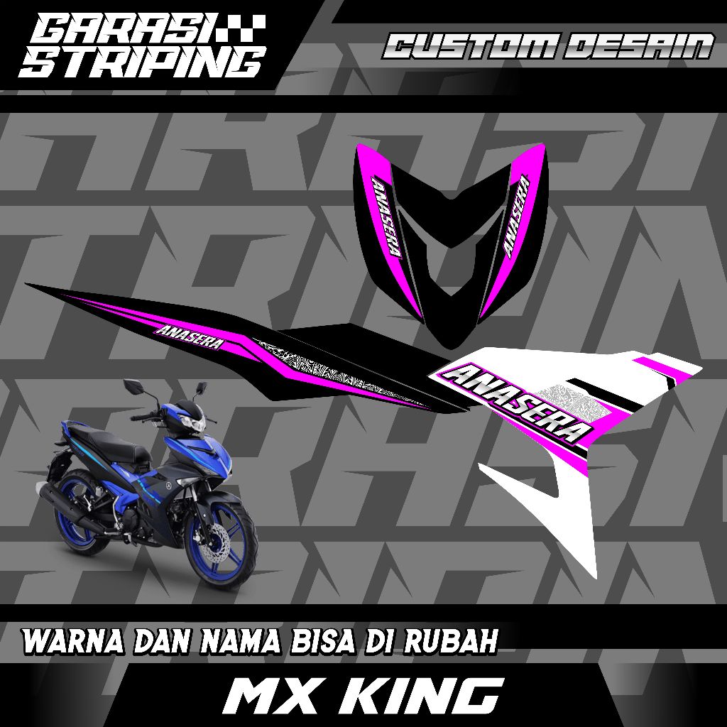 STRIPING CUSTOM VARIASI TRANSPARAN MX KING  STICKER VARIASI MOTIF TERBARU KEREN PINK MAGENTA DAN UNG