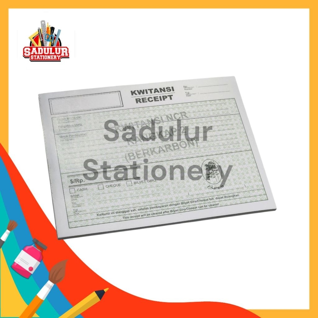 

1 Pcs Buku Kwitansi Rangkap 2 / Kwitansi Bamboo 2ply ukuran A5 / 1/2 Folio