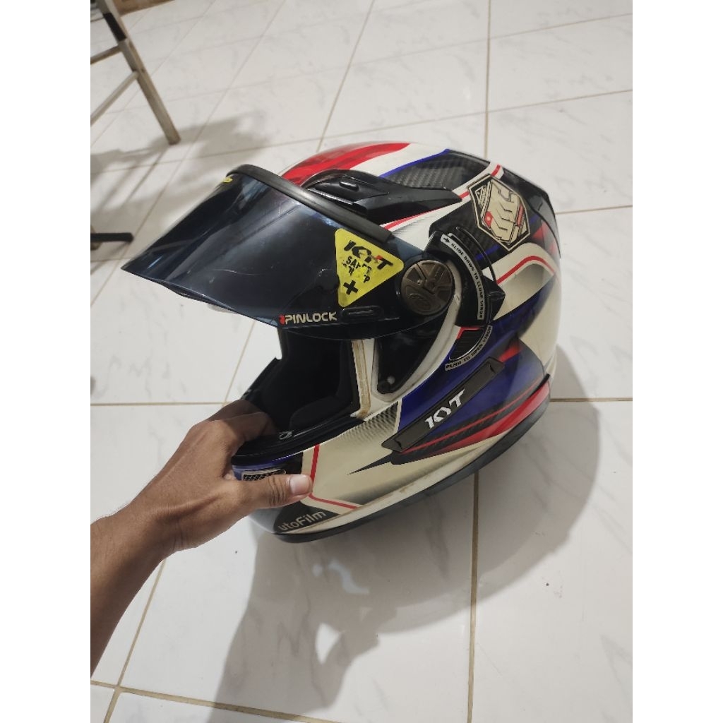 TRS - Second helm Fullface KYT K2rider flat visor + double visor carbon flou original BISA COD