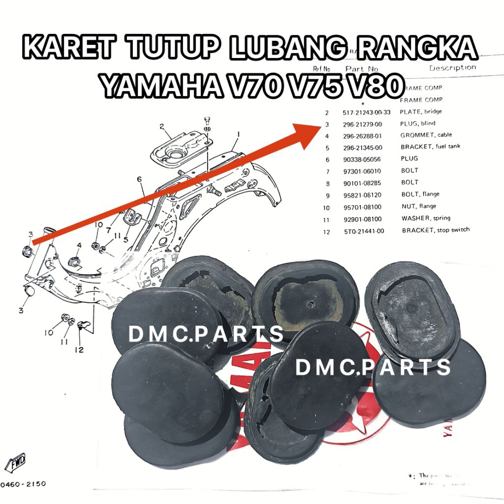 PLUG BLIND / COVER PLASTIK TUTUP RANGKA YAMAHA V70 V75 V80 ORIGINAL SECOND