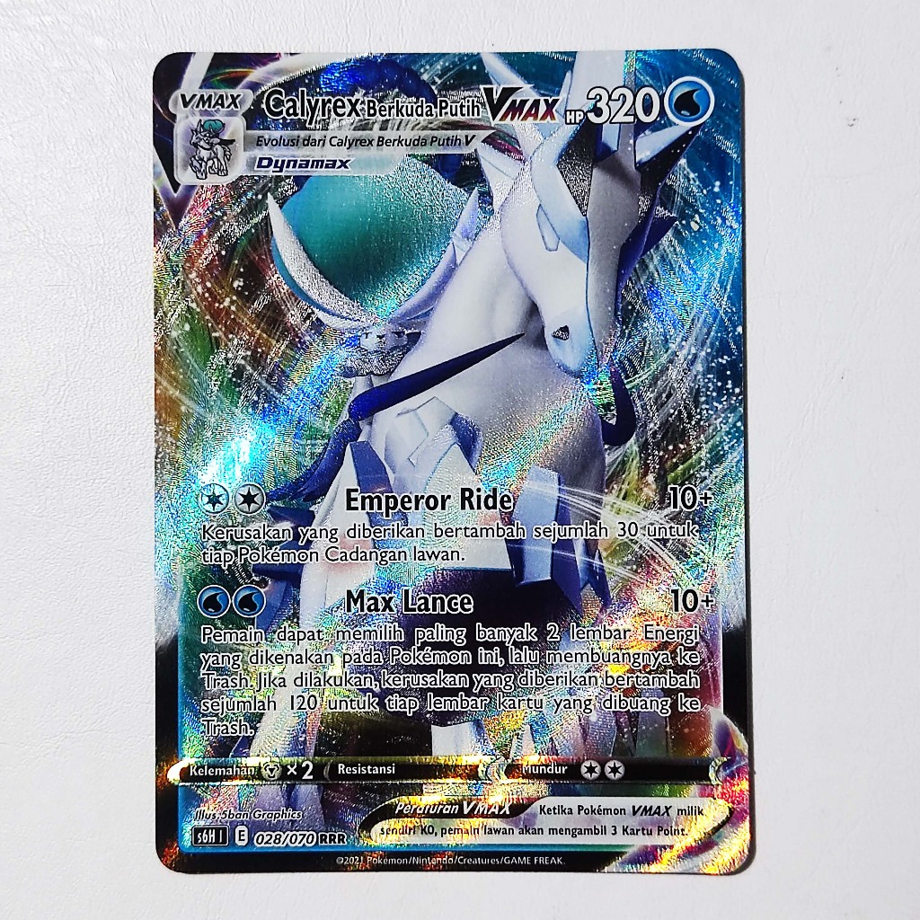 Calyrex Berkuda Putih VMAX RRR 028/070 S6H - Kartu Pokemon Indonesia