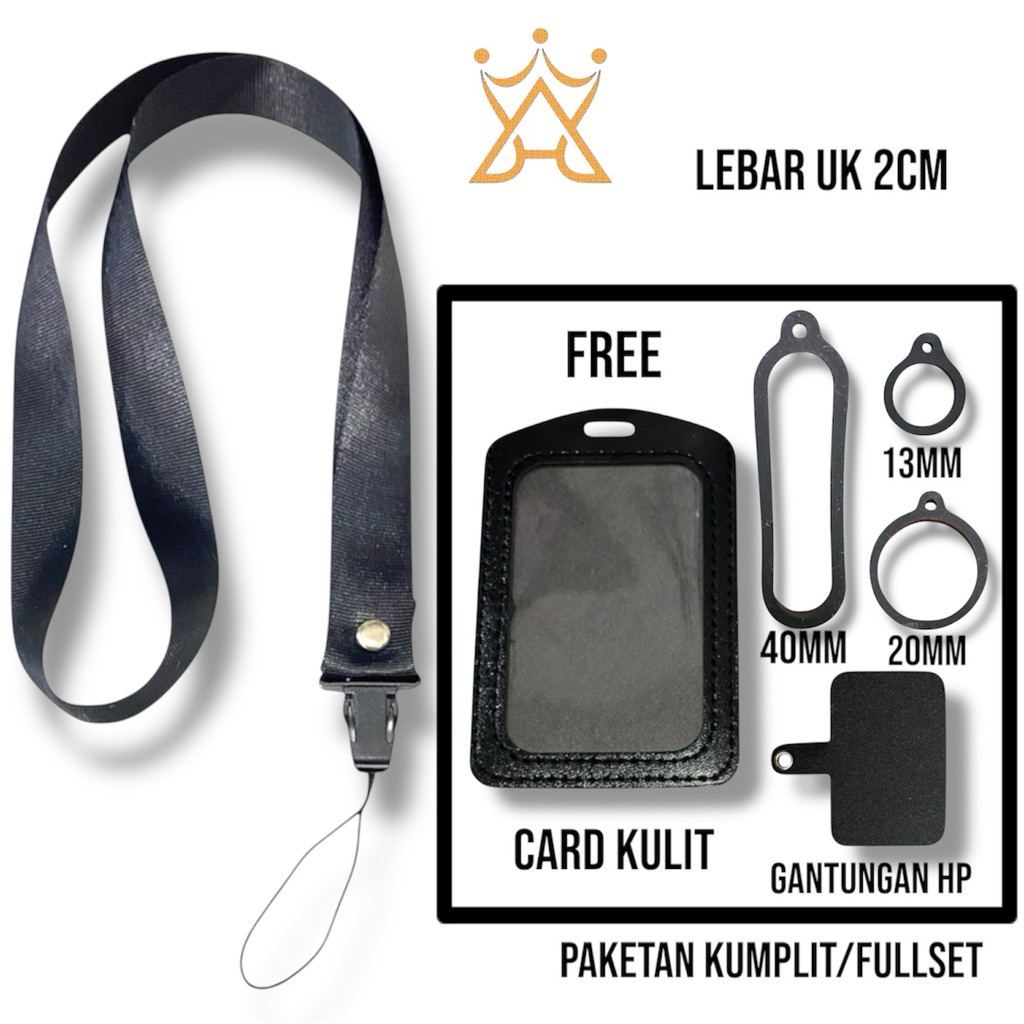 

Lanyard Gantungan Polos Hitam Lebar 2cm Bisa Untuk Id Card Holder , Gantungan Hp Dll
