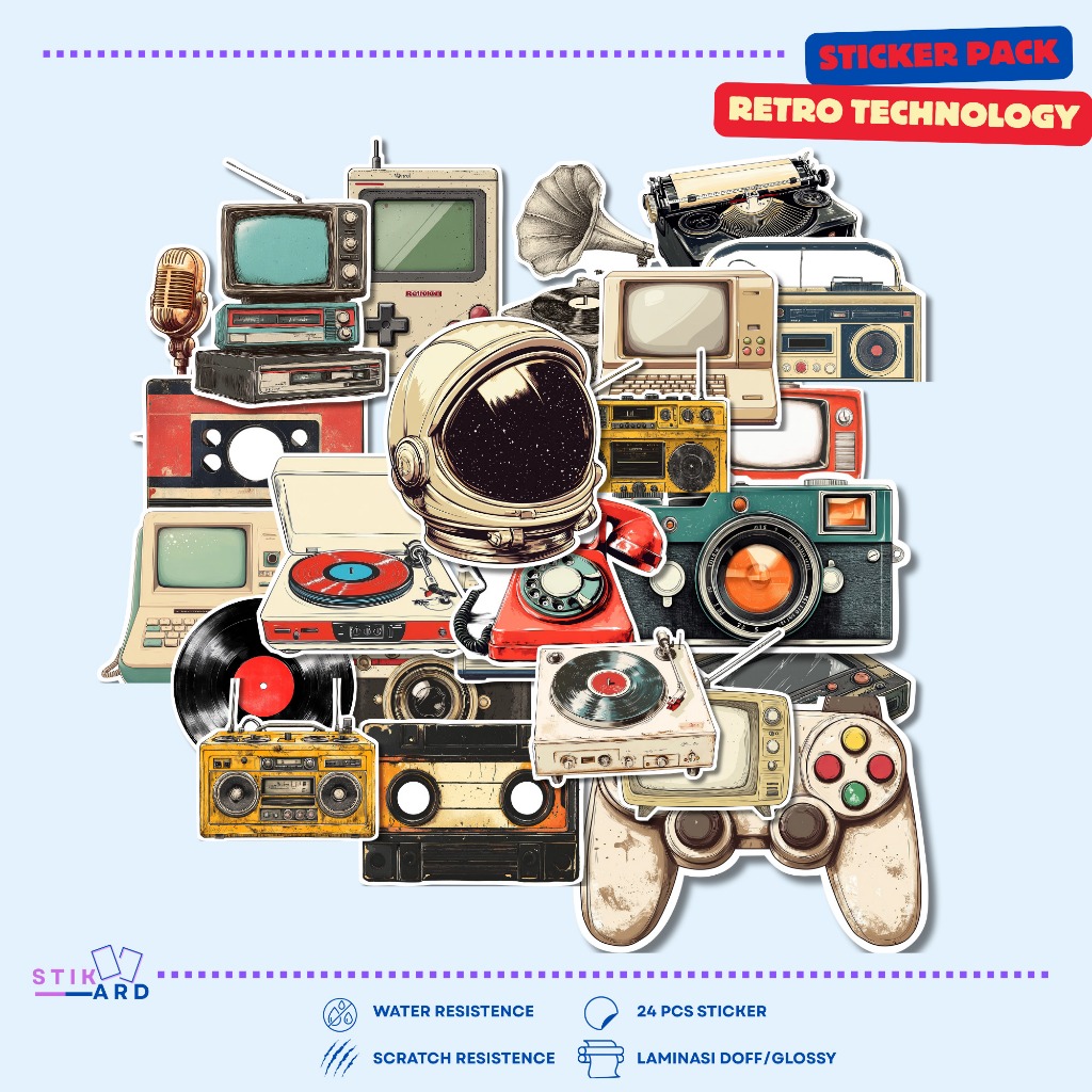 

Stiker Retro Teknologi | Sticker Pack Laptop Tumbler Helm Koper - Bahan Vinyl Waterproof
