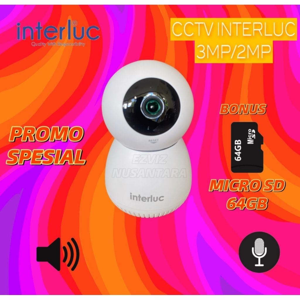 CAMERA CCTV Interluc Edge 3MP Smart Camera Indoor PTZ IP Audio Wifi baby cam untuk rumah ruko kios s