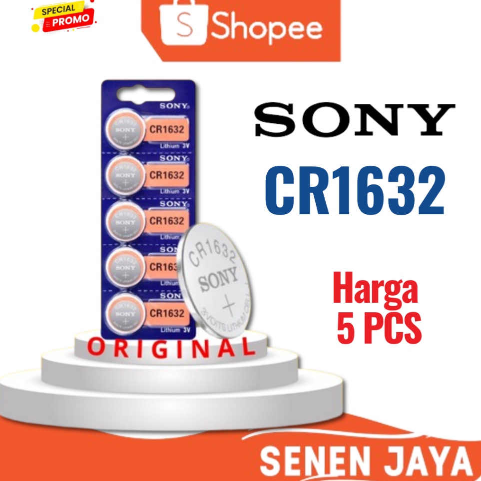 5 PCS Baterai Jam Tangan Sony CR1632 CR 1632 Pria Wanita Original Baterai Remote Remot Kunci Mobil M