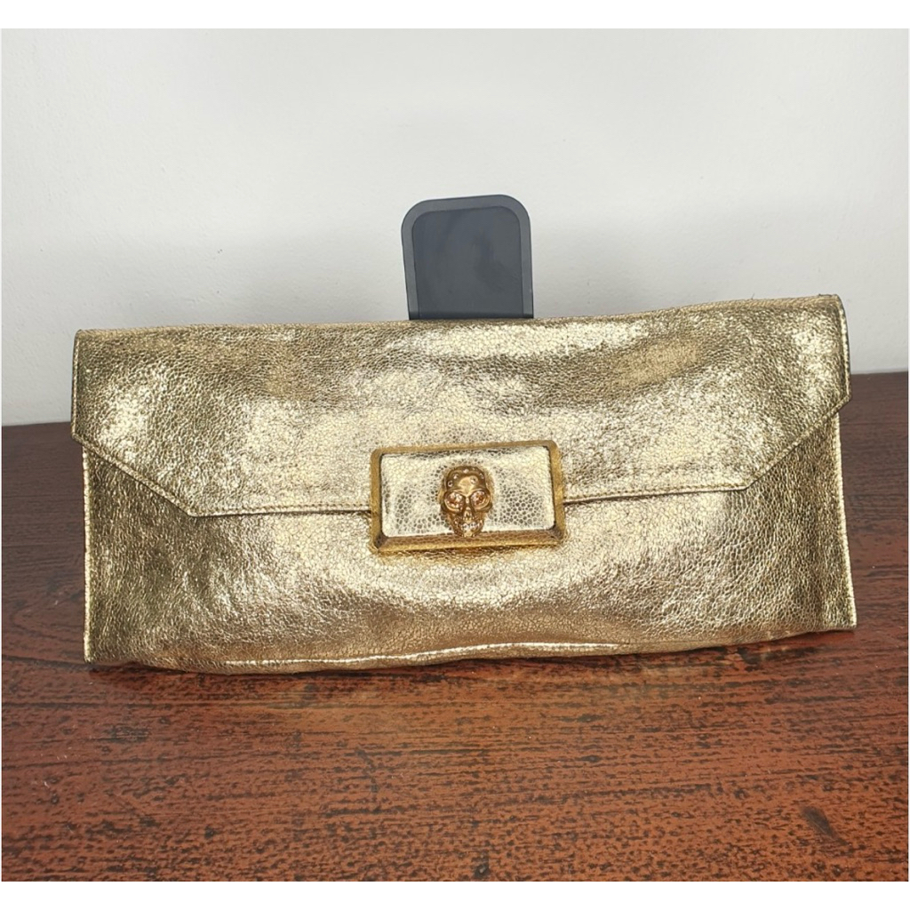 DIJUAL Tas Alexander McQueen Gold Glitter – Skull Bekas/Second