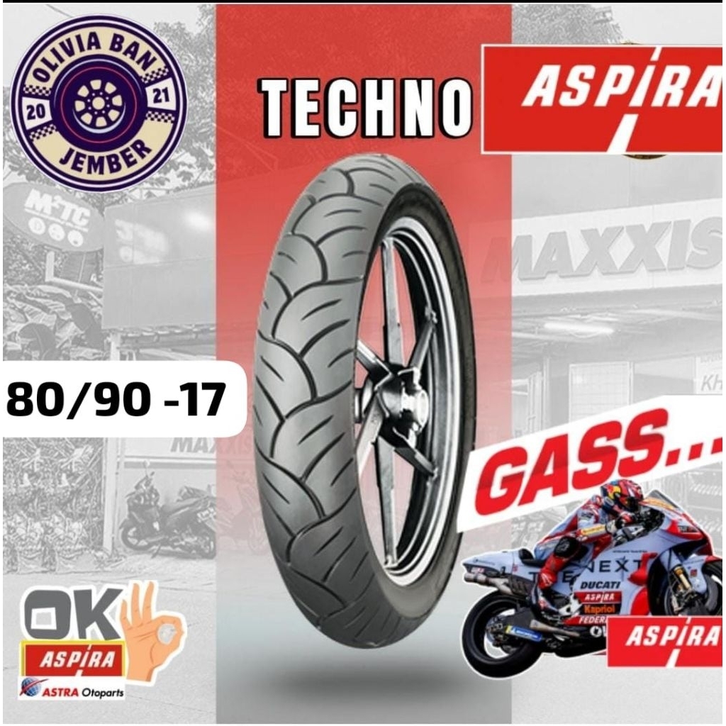 ASPIRA MAXIO TECHNO Ban luar Tubless 80/90-17