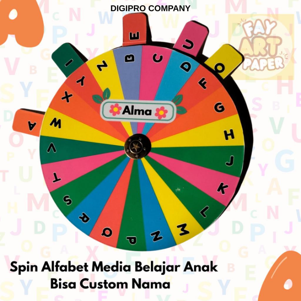 Spin Alfabet Worksheet Anak Paud Mainan Edukatif Montessori Membaca