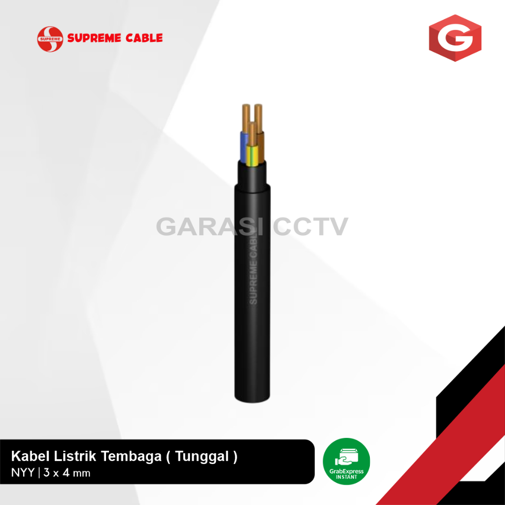 Supreme Kabel Listrik Tunggal NYY 3 x 4mm Per Meter