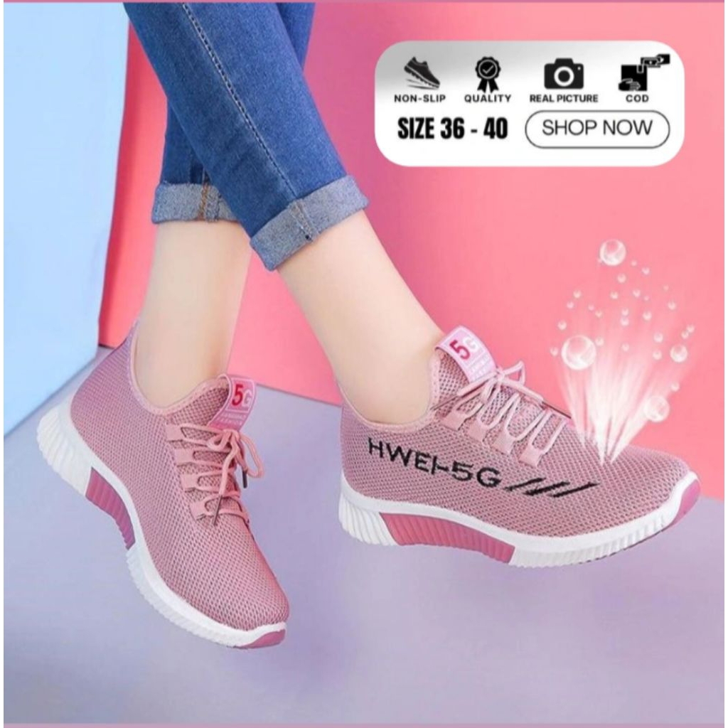 SEPATU SNEAKERS WANITA TALI OLAHRAGA SPORTY 5G-HWEI SW39 SW45 SW34