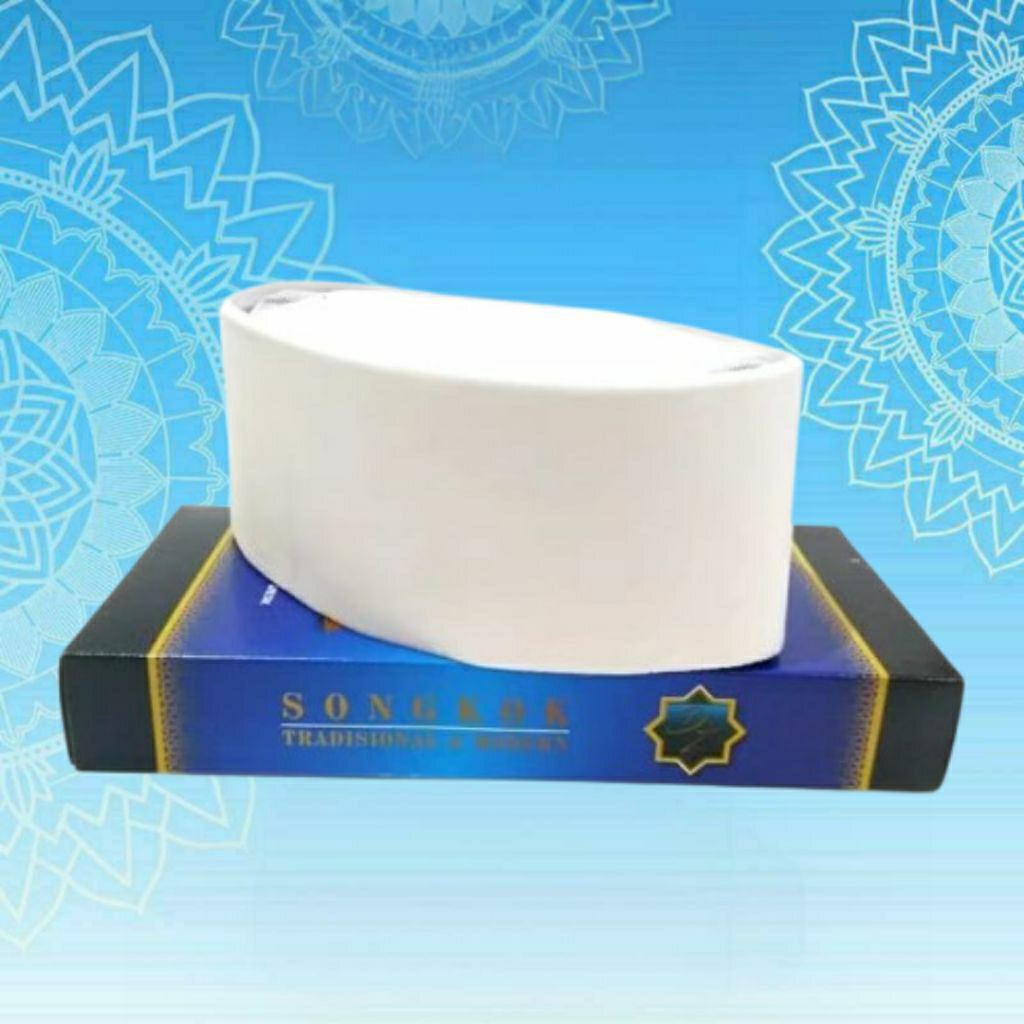 Songkok Nasional Putih / Peci Putih / Peci Pengantin AC Polos Tinggi 9 CM