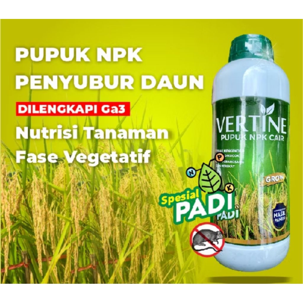 Pupuk cair ,pupuk sawah terbaik.VERTINE PADI Pupuk NPK cair anti hama 1L,pupuk penyubur batang dan d