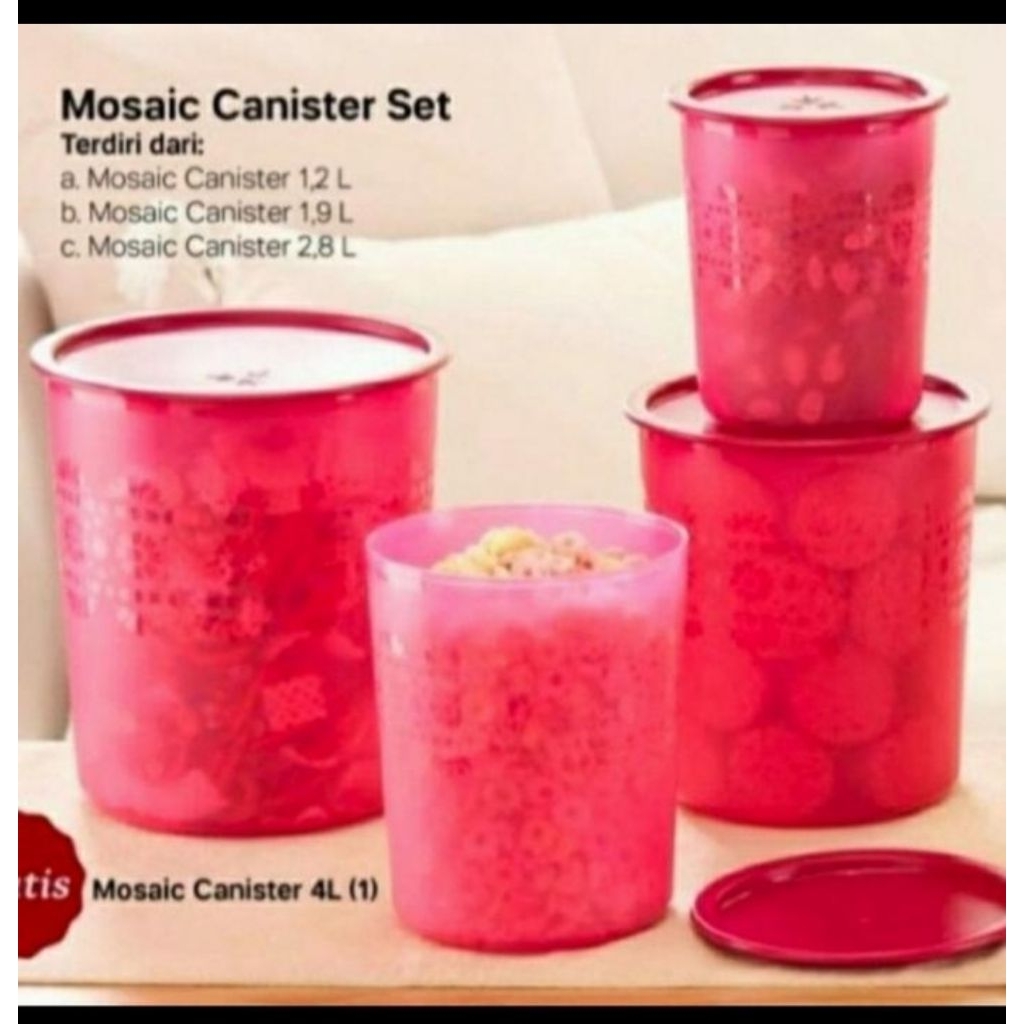 Murah Toples Tupperware Mosaic Canister set Raya (4) non box