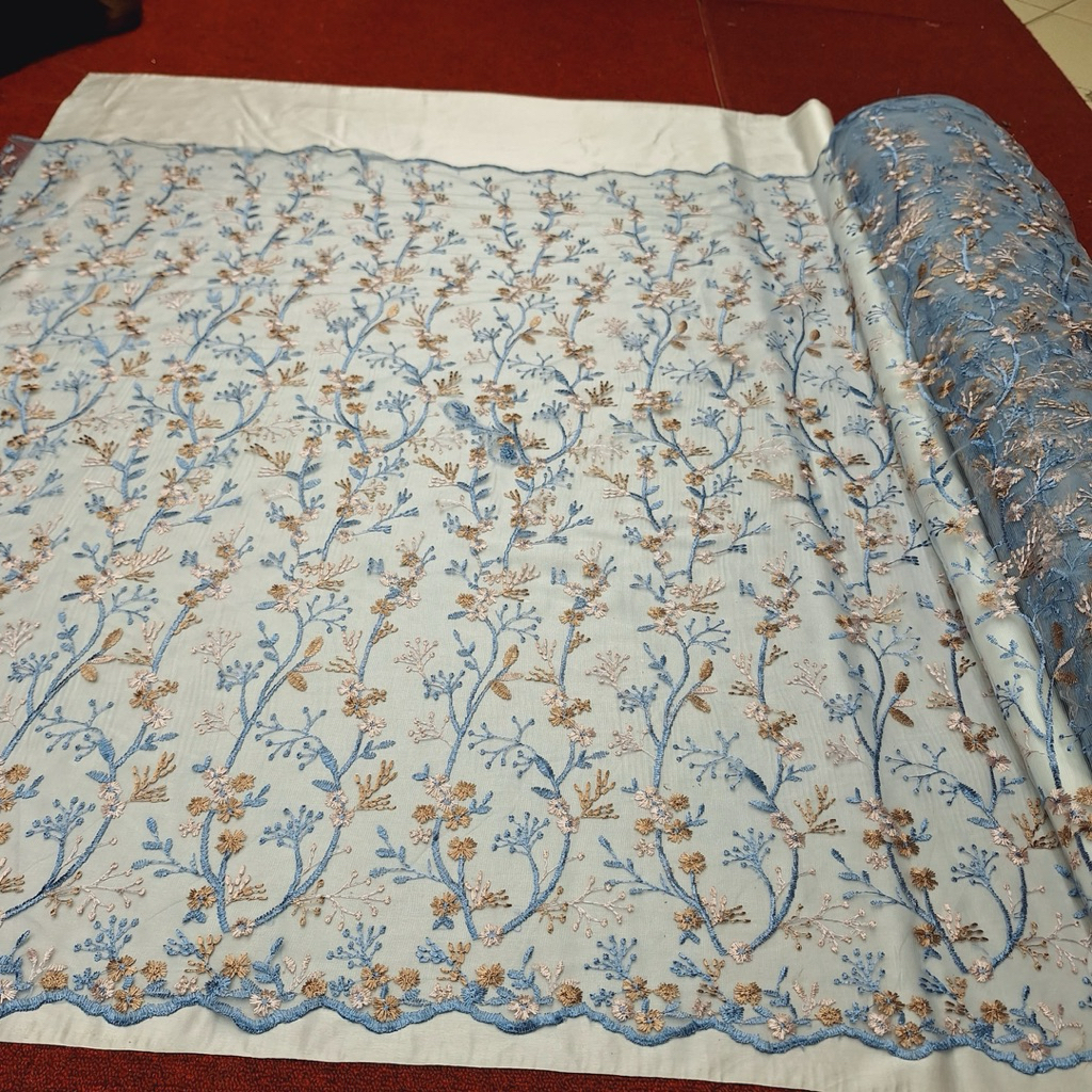 (COD) Kain Tulle Garden Akar | Kebaya Kombinasi Warna | Kain Kebaya Modern | Kain Meteran