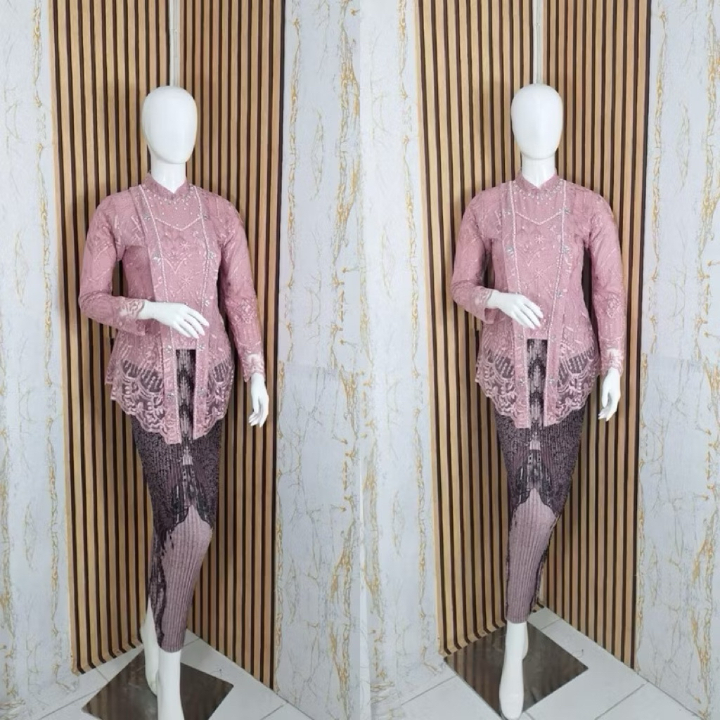 Stelan Kebaya Kutubaru krah Sanghai - Kebaya Wisuda - Kebaya Pesta - Kebaya Kekinian - Kebaya Remaja