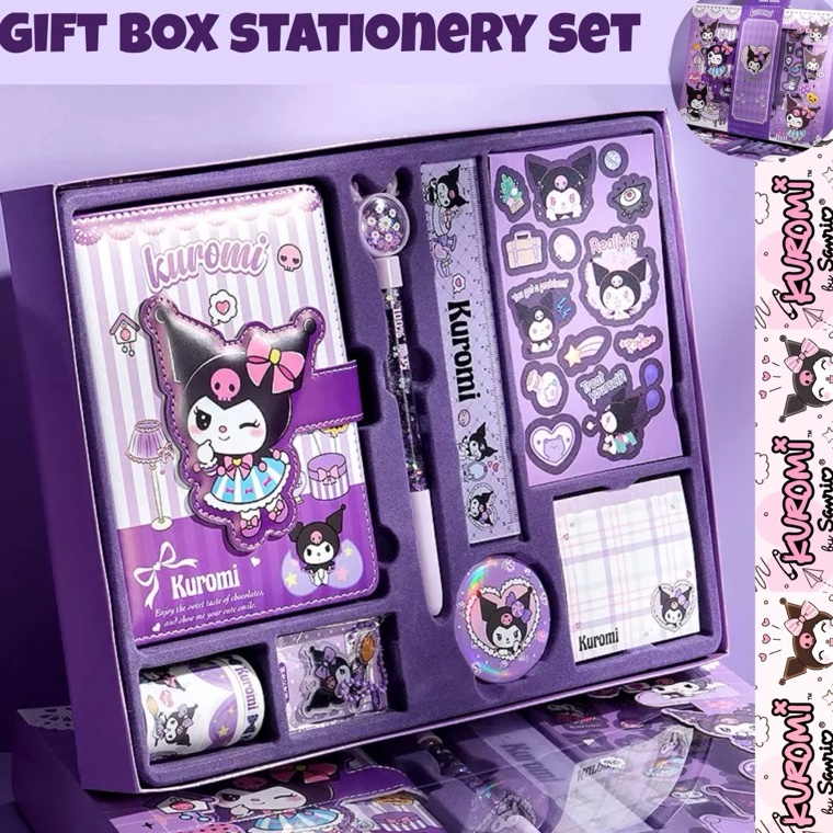 

KODE B23G ST1 set notebook agenda set alat tulis gift box hadiah kuromi my melody notebook penggaris sticker memo vs