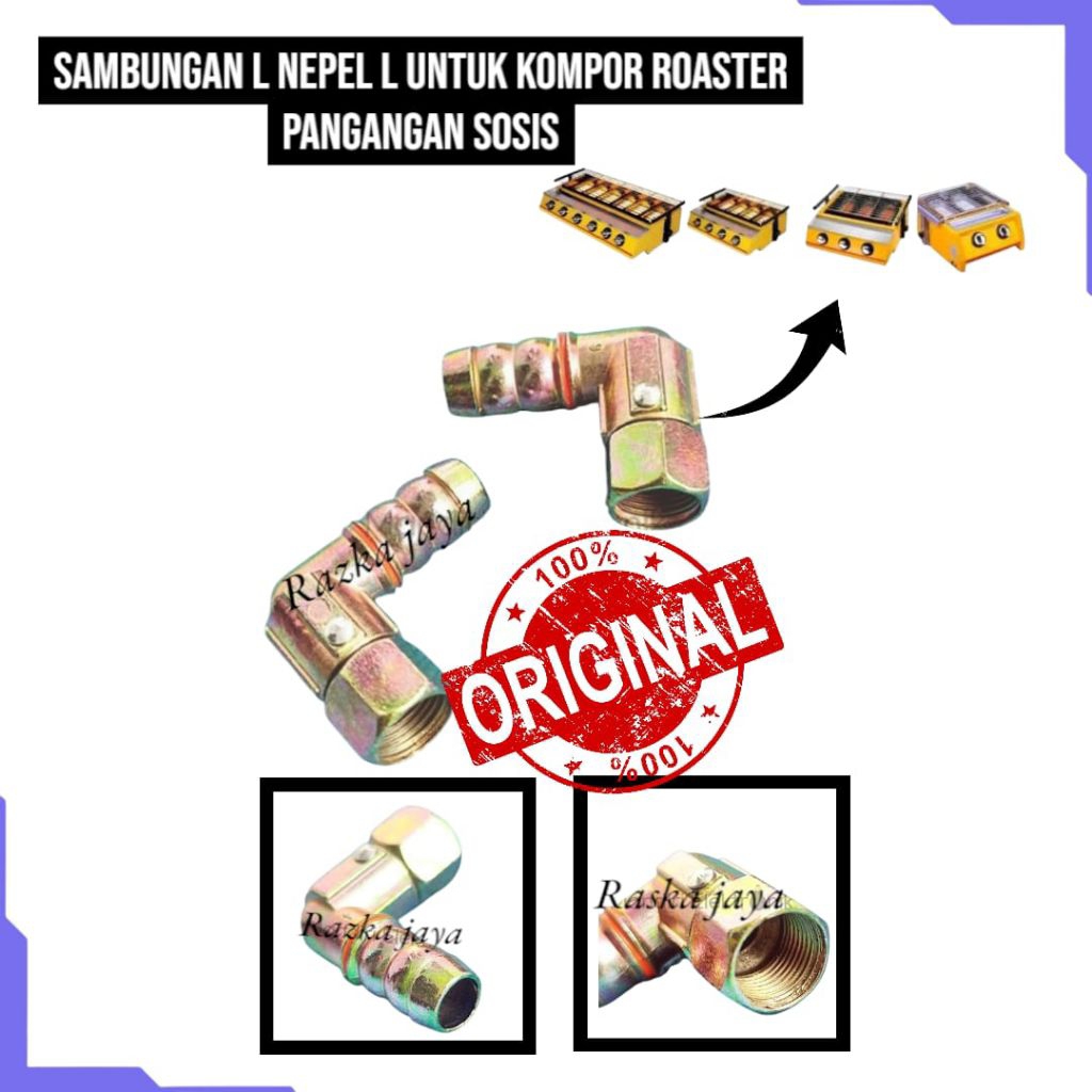 NEPEL  SAMBUNGAN L Kompor Panggangan Roaster  Semua merk Pipa L Kuningan - Nepel L