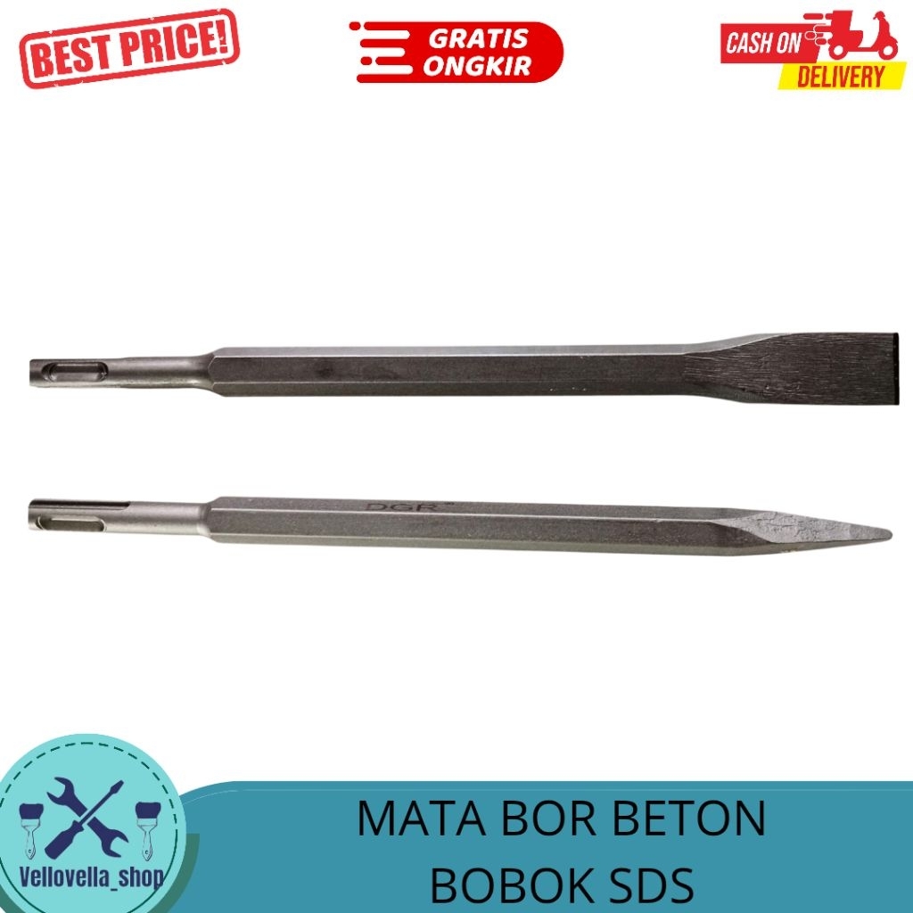 Mata bor beton Bobok SDS 14x250MM / Mata bor pahat beton bobok SDS type Runcing dan Flat gepeng