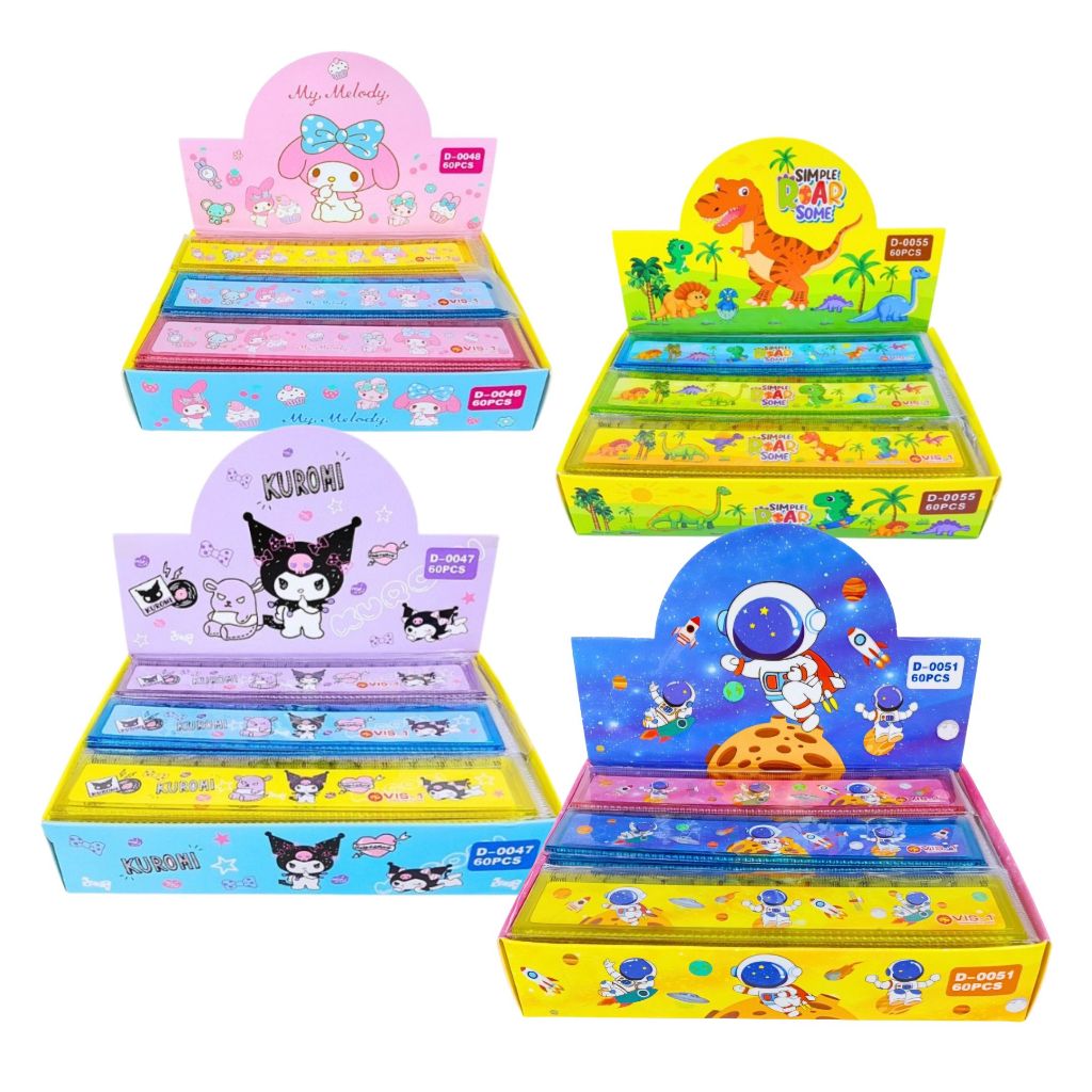 

1 BOX / 60 pcs Penggaris 15cm VIS-1 Karakter Fancy