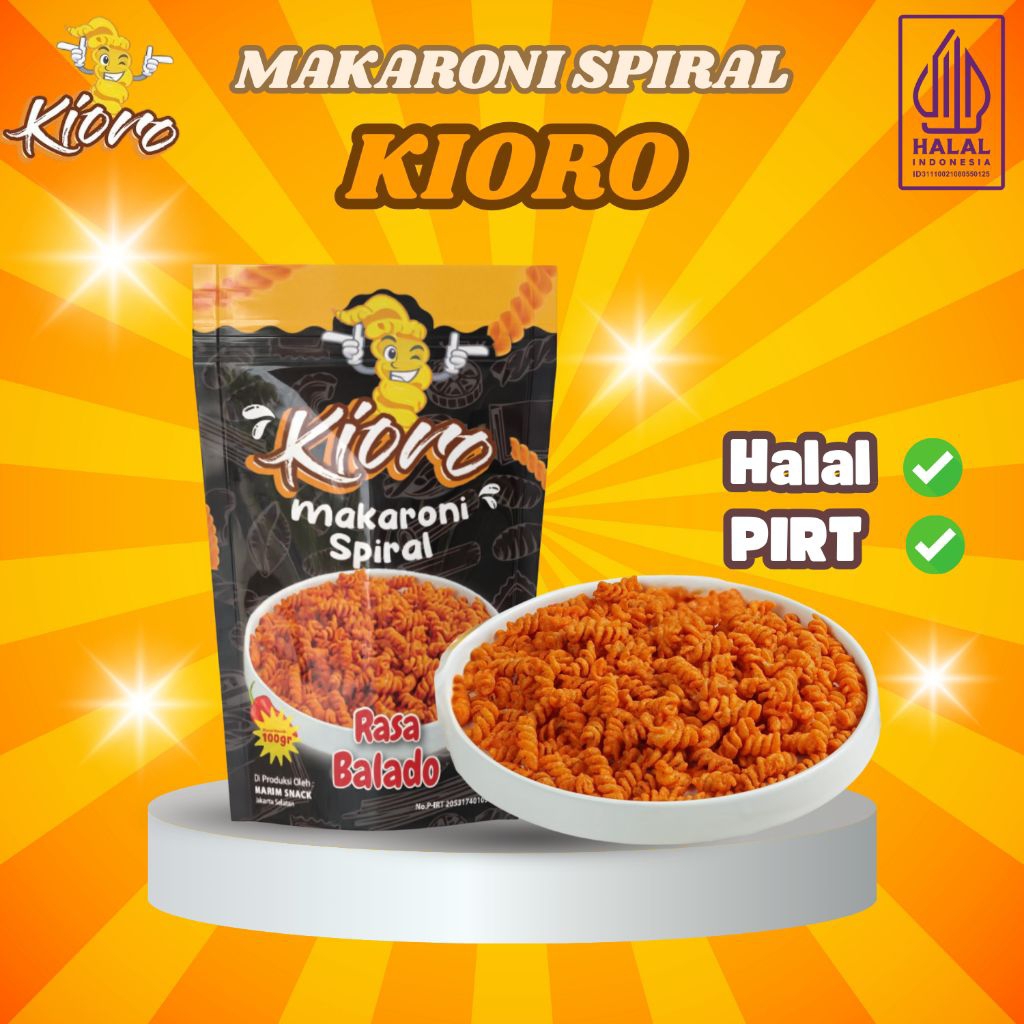 

Makaroni Spiral Kioro Rasa Balado 100gr - Makaroni Pedas - Makaroni Kioro