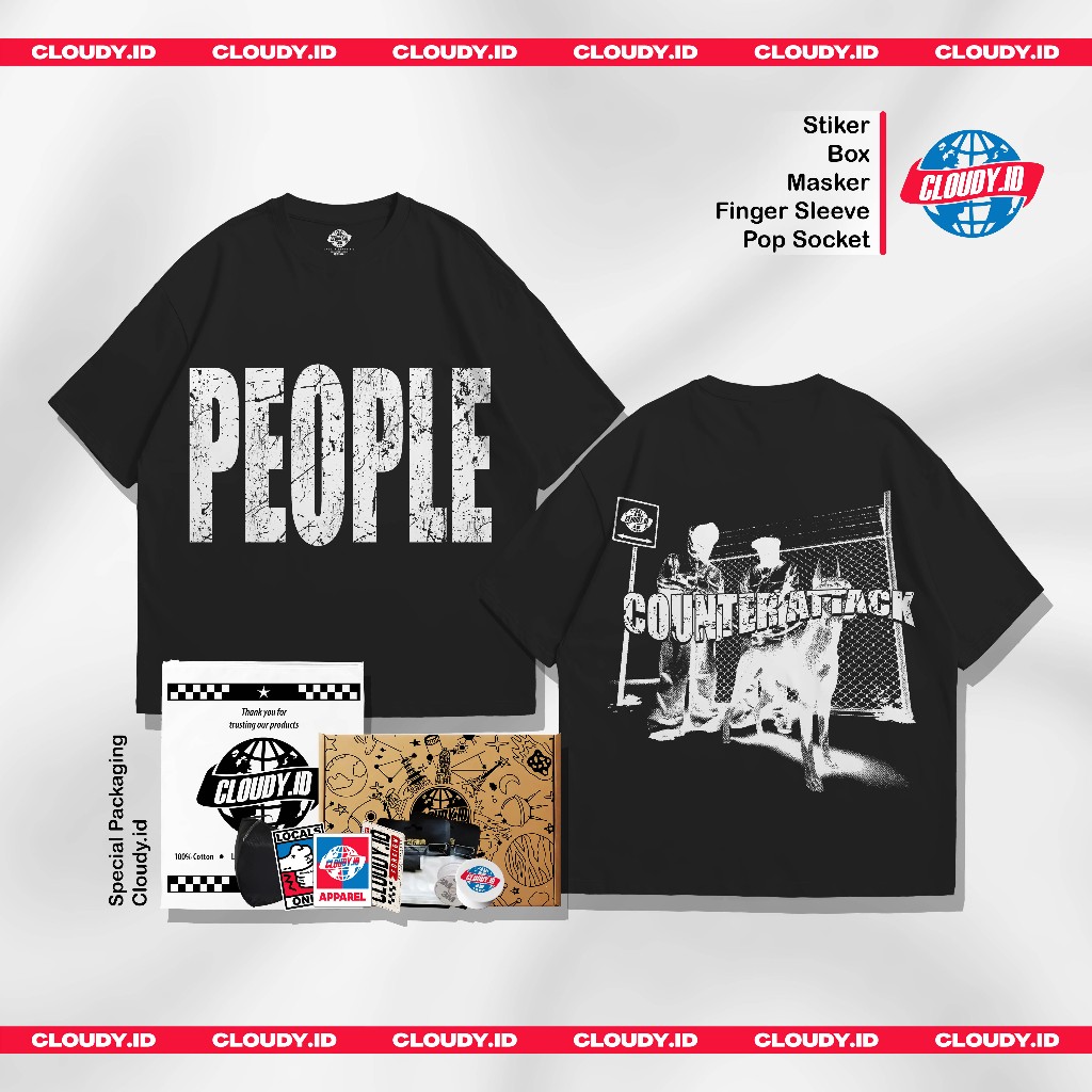 Cloudy.id - Kaos Tshirt People Counter Attack 24S Cotton Lengan Pendek