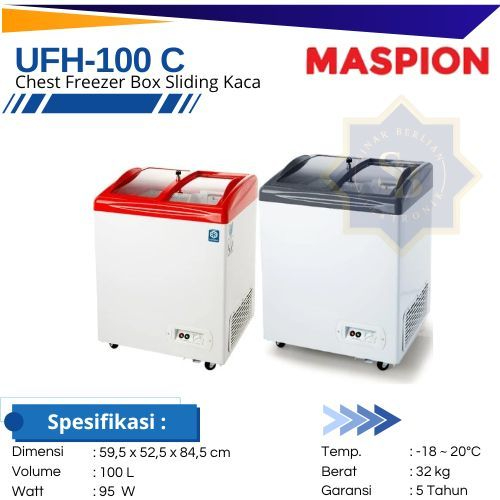 Maspion Chest Freezer Box Kaca 100 Liter 100L UFH100C UFH-100C 100C