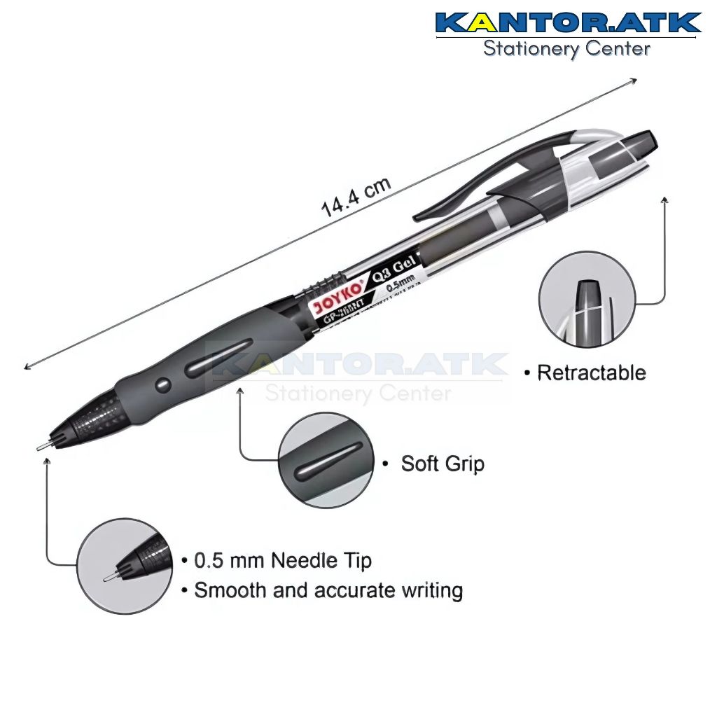 

D3W! (12Pcs) Joyko Pulpen Q-Gel Pen GP265 / 265-NT (1 PACK)
