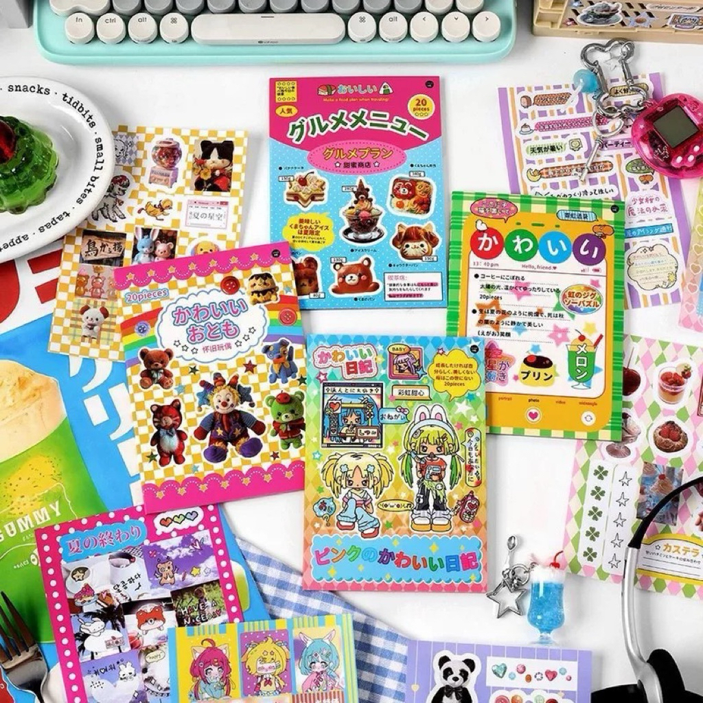 

20 Halaman Sticker Book Y2K Heisei Retro Girl Kawaii Japanese - Stiker Deco Journaling Bujo Cute