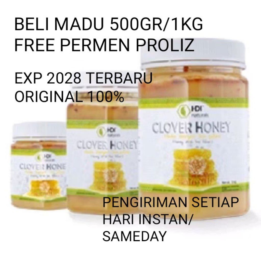 

madu clover honey 1kg,500gr,250gr 100% original 2028 segel free sendok kayu