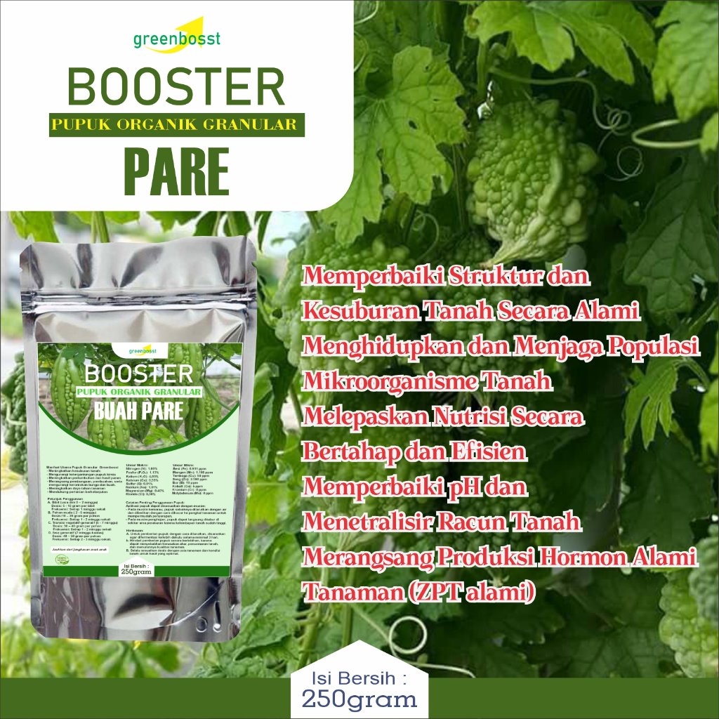 pupuk organik untuk buah pare 250gram, melebatkan dan menutrisi tanaman