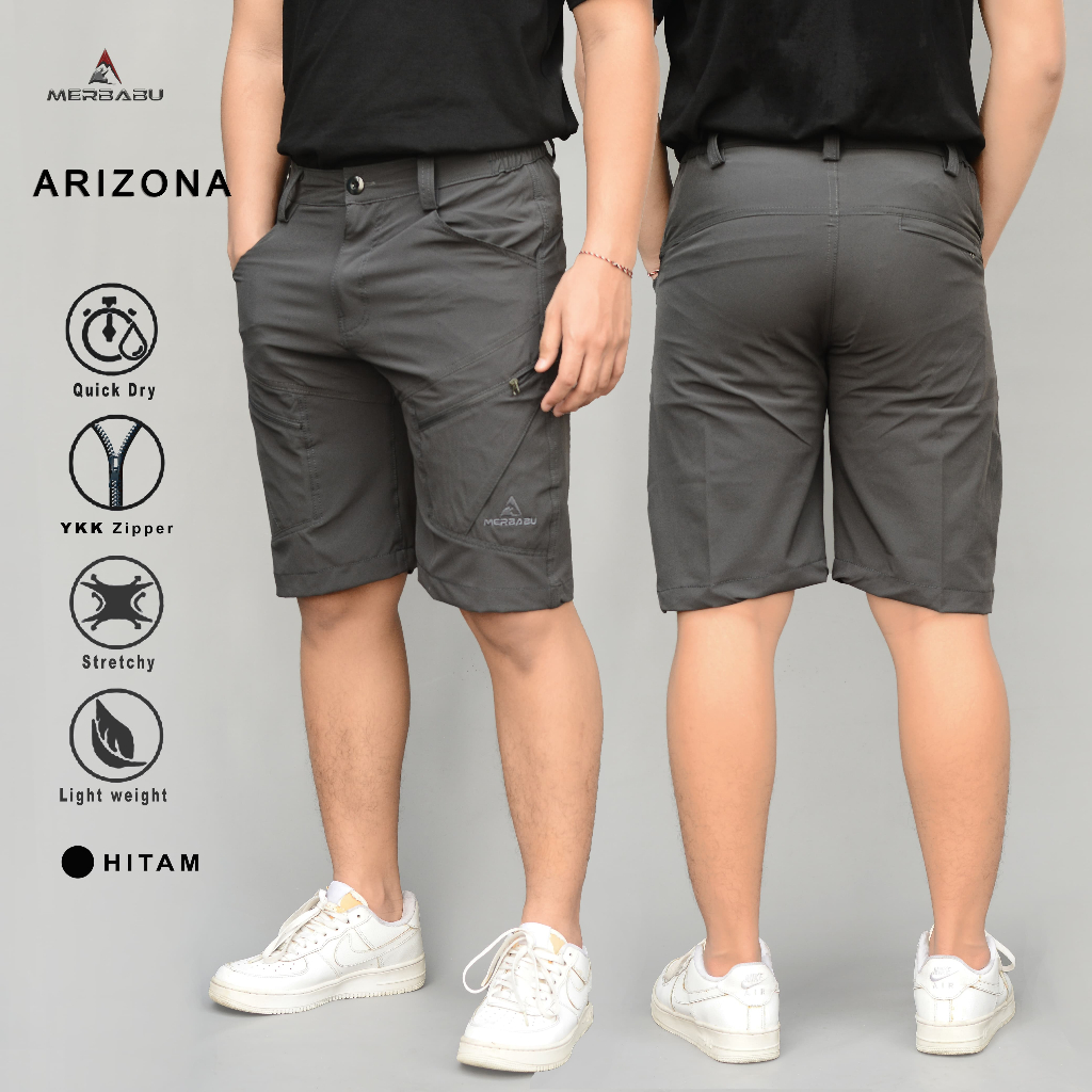 Celana Pendek Arizona Merbabu Quick Dry Pria dan Wanita  - Bahan Stretchy, Ringan, dengan Zipper YKK