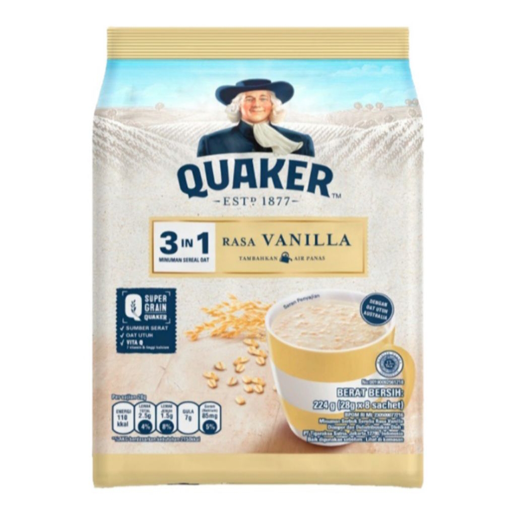 

QUAKER 3IN1 RASA VANILA ISI 8 SACHET MINUMAN OAT