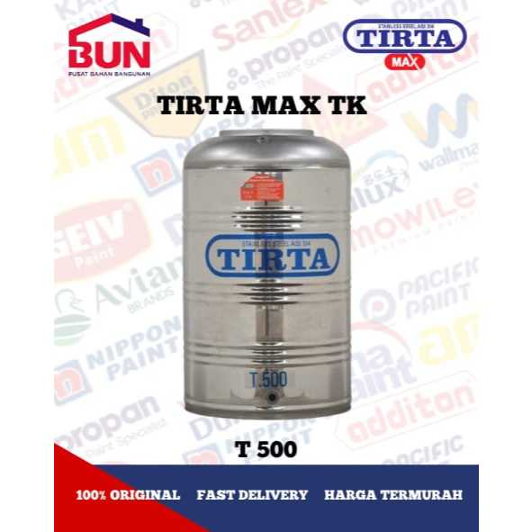 Tangki air / Toren / Tandon stainless Tirta Tanpa Kaki 485 liter - T 500TK Max