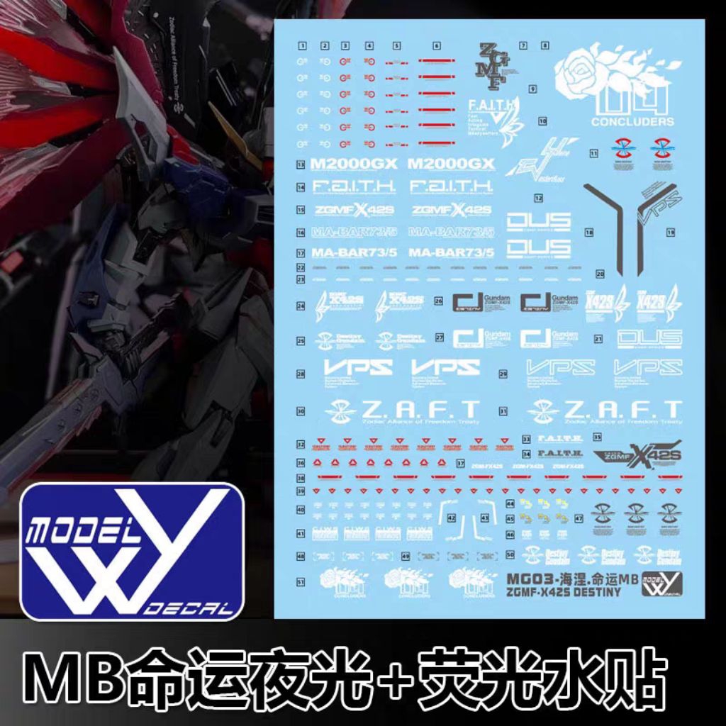 MG 1/100 DESTINY/HEINE CUSTOM GUNDAM MB VER. WATER DECAL LY MODEL DECAL