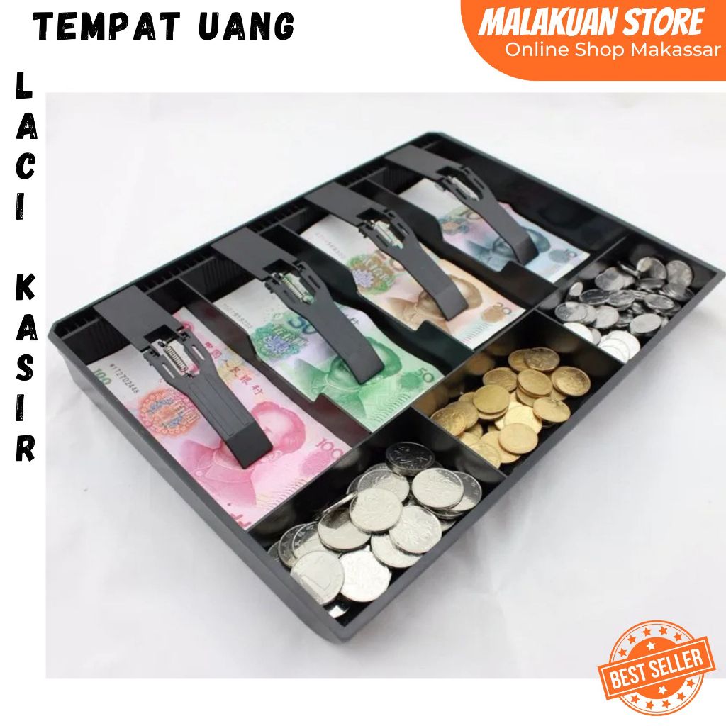 Nelulu - Laci Uang Kasir 4 Sekat Plastik Coin Cash Drawer Tray FASITE / Tempat Uang Kasir With