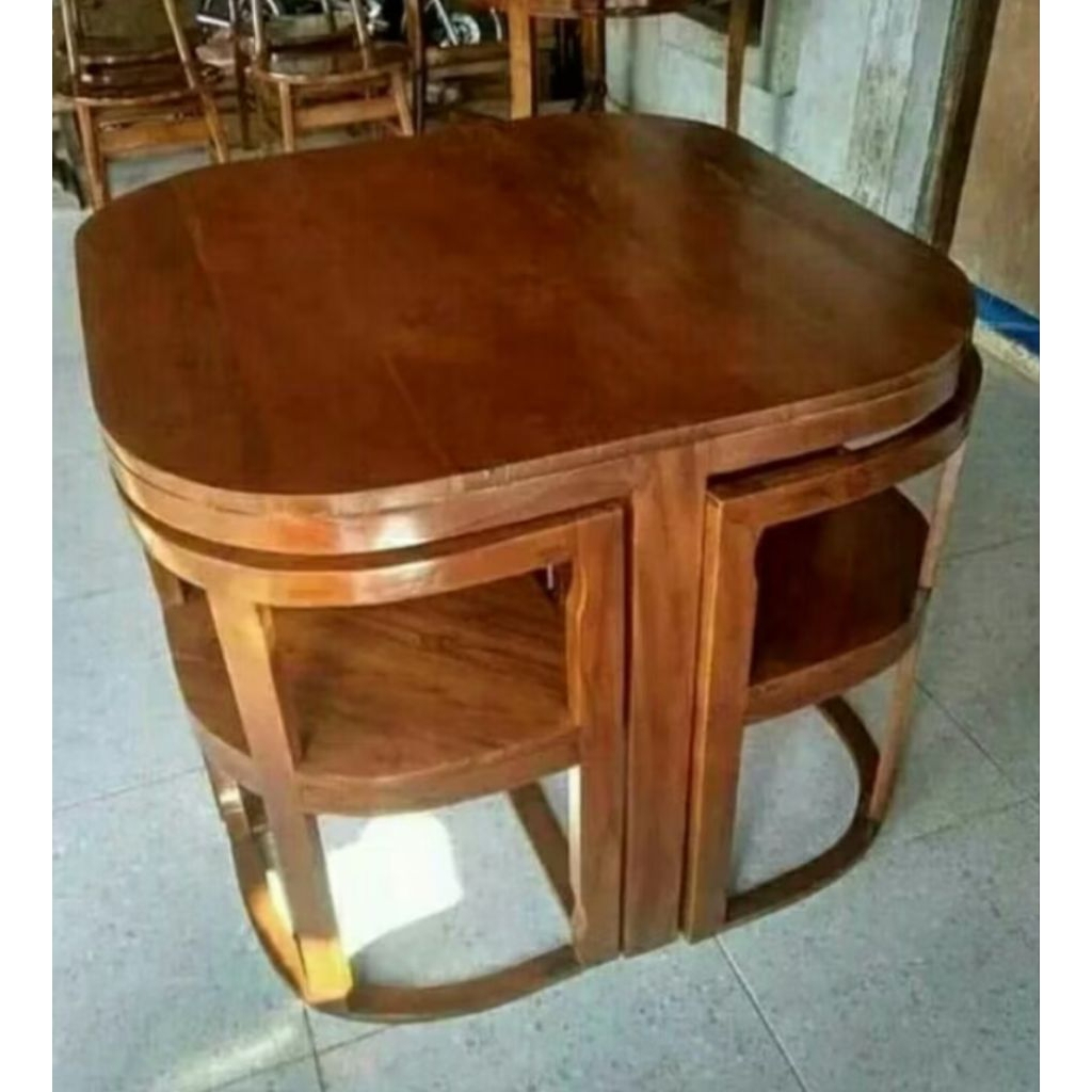 Meja makan jati minimalis oval TERMURAH