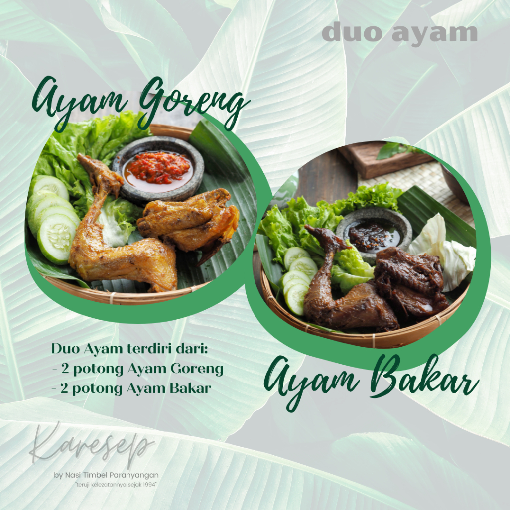 

Paket DUO AYAM (Ayam Goreng + Ayam Bakar)