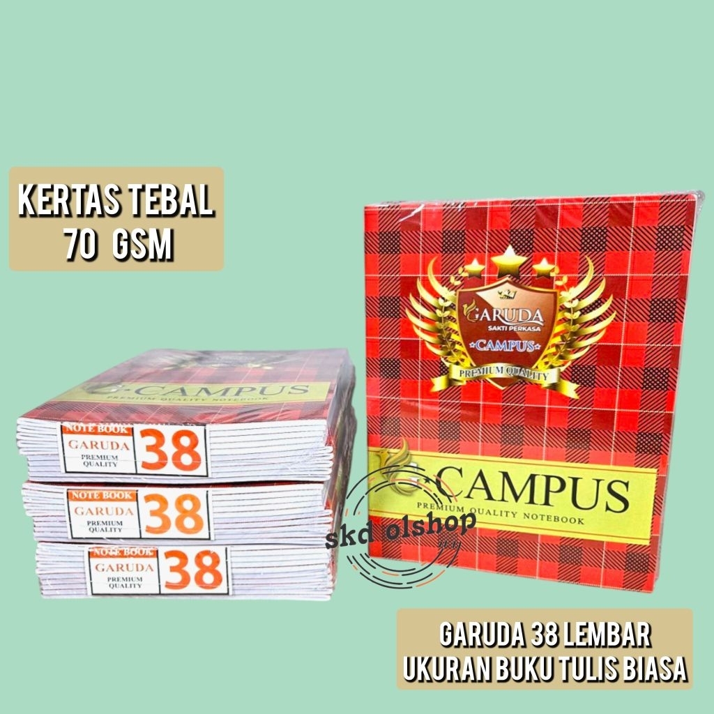 

Buku tulis Garuda 38 lembar 10 buku ukuran buku tulis kwarto/biasa