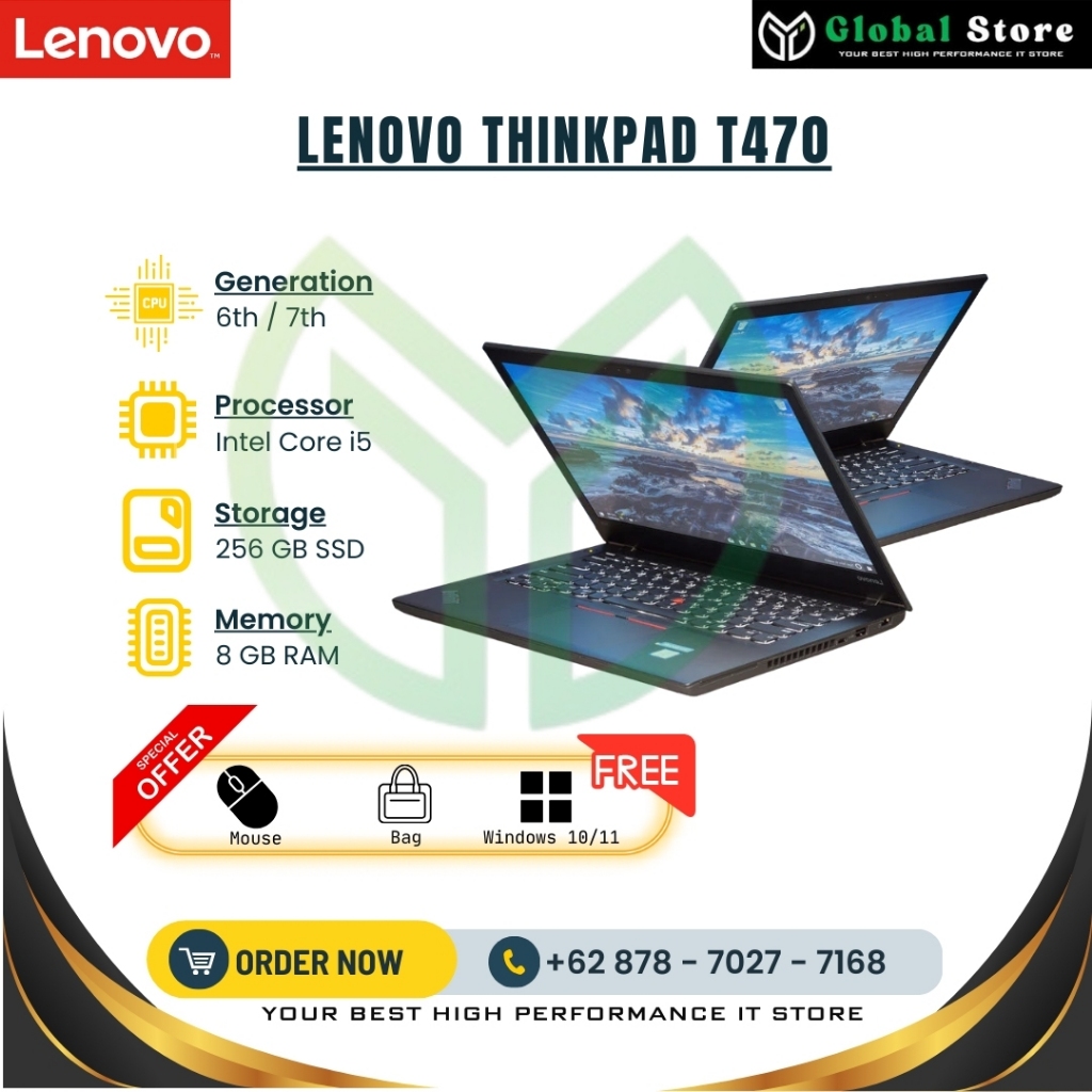 [Ready] LENOVO Thinkpad T470 | RAM 8/256GB | Core i5 | Gen 6th - 7th | Bekas Seperti Baru | Termurah
