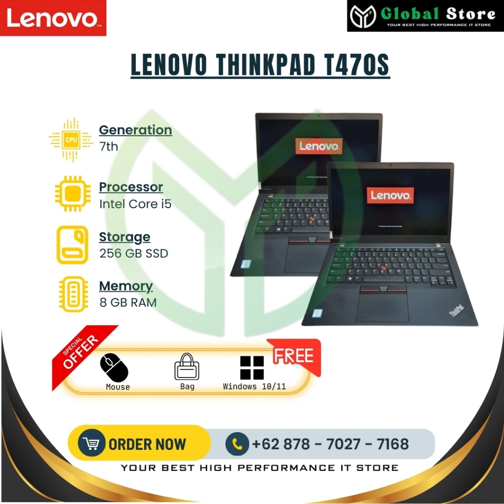 [Ready] LENOVO THINKPAD T470s | RAM 8/256GB | Core i5 | Gen 6th | Bekas Seperti Baru | Termurah di S
