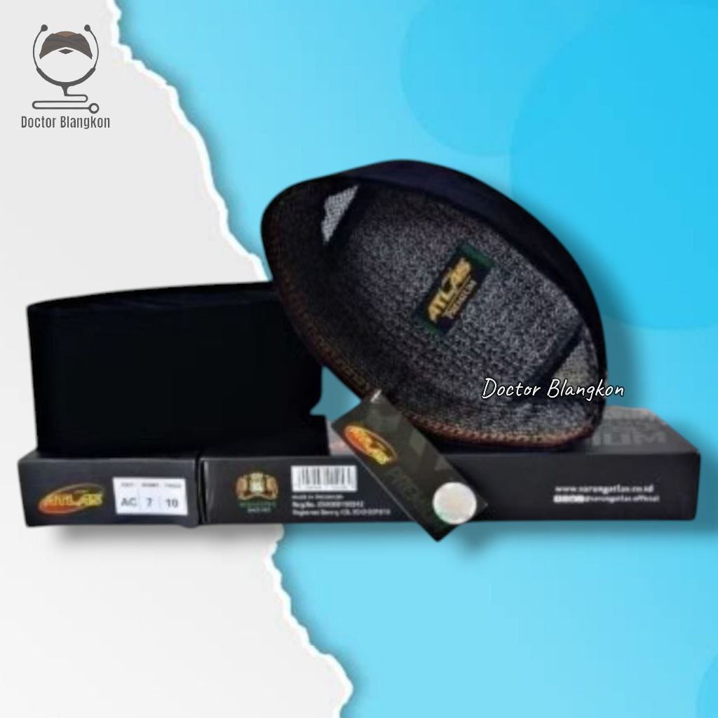 Songkok Atlas Ac Hitam Premium Exclusive Size Anak dan Dewasa Tinggi 7 8 9 10 Peci Atlas Hitam Pekat