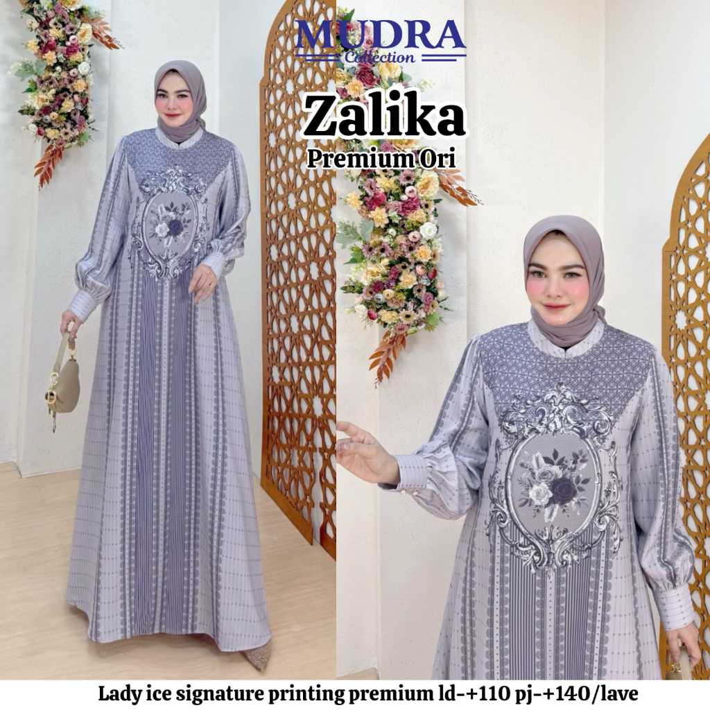 (ORI By MUDRA) Dress Gamis Wanita Terbaru LD 110 | Gamis Premium Kondangan Lebaran Kekinian-Zalika