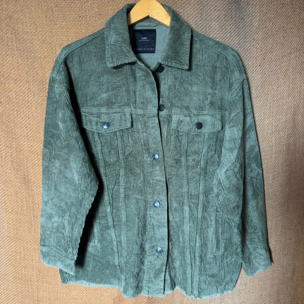Zara Oversized Misty Green Corduroy Jacket Man