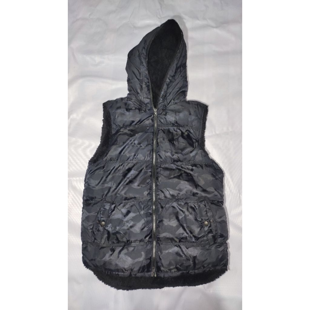 vest puffer sherpa camo reversible
