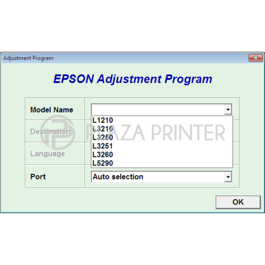 Resetter Reset Epson L1210 L3210 L3250 L3251 L3260 L5290 Unlimited PC