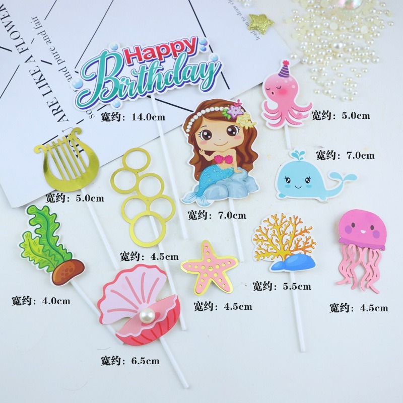 Topper Ekor Mermaid Gitter, Hiasan Kue Mermaid Tail, Mainan Mermaid