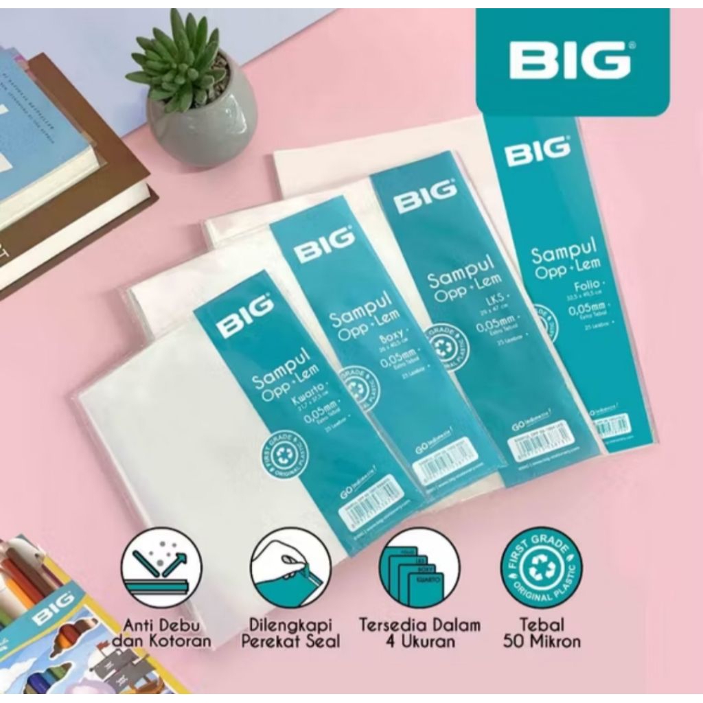 

SAMPUL PLASTIK BIG OPP + LEM TEBAL 0,05 mm (PAK) ISI 25 LEMBAR